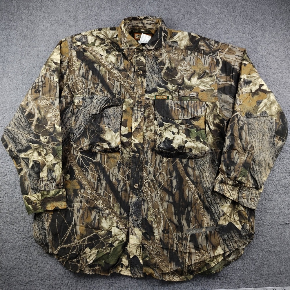 Remington Shirt Mens XL Mossy Oak Break Up Camo Button Down Nylon EUC